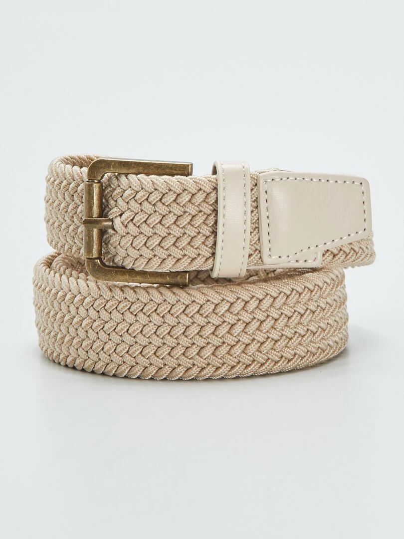 Ceinture tressée élastique beige