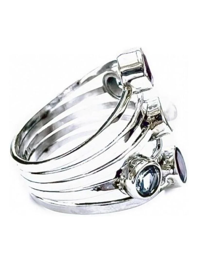 Bague argent multi pierres fines Bijoucolor Argent