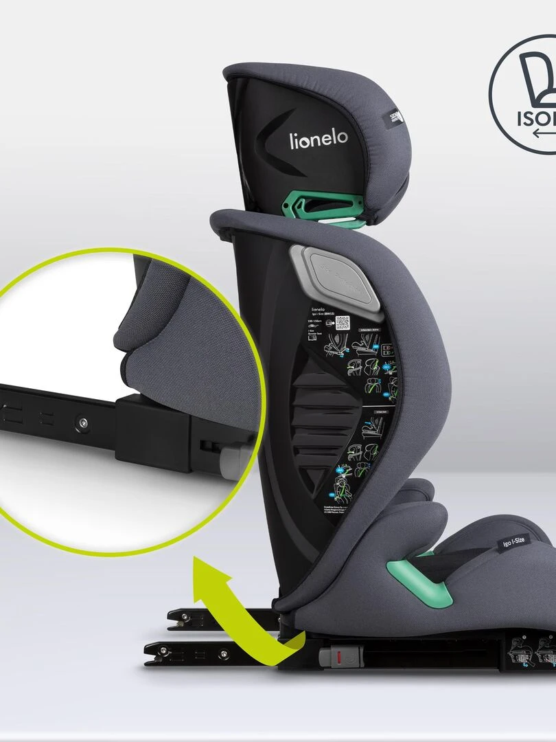 Siège auto bébé évolutif LIONELO Igo i Size ISOFIX Gris Noir Gris