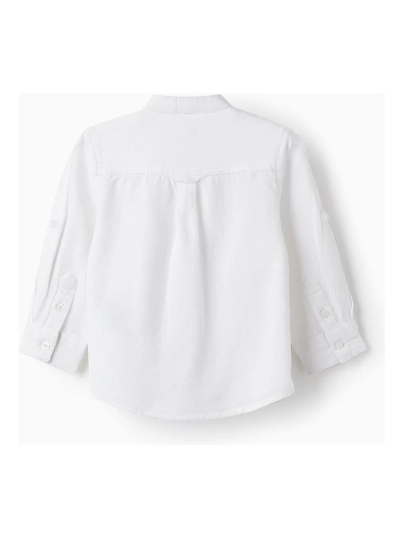 Chemise à manches longues en lin pour bébé garçon manches longues CÉRÉMONIE Blanc