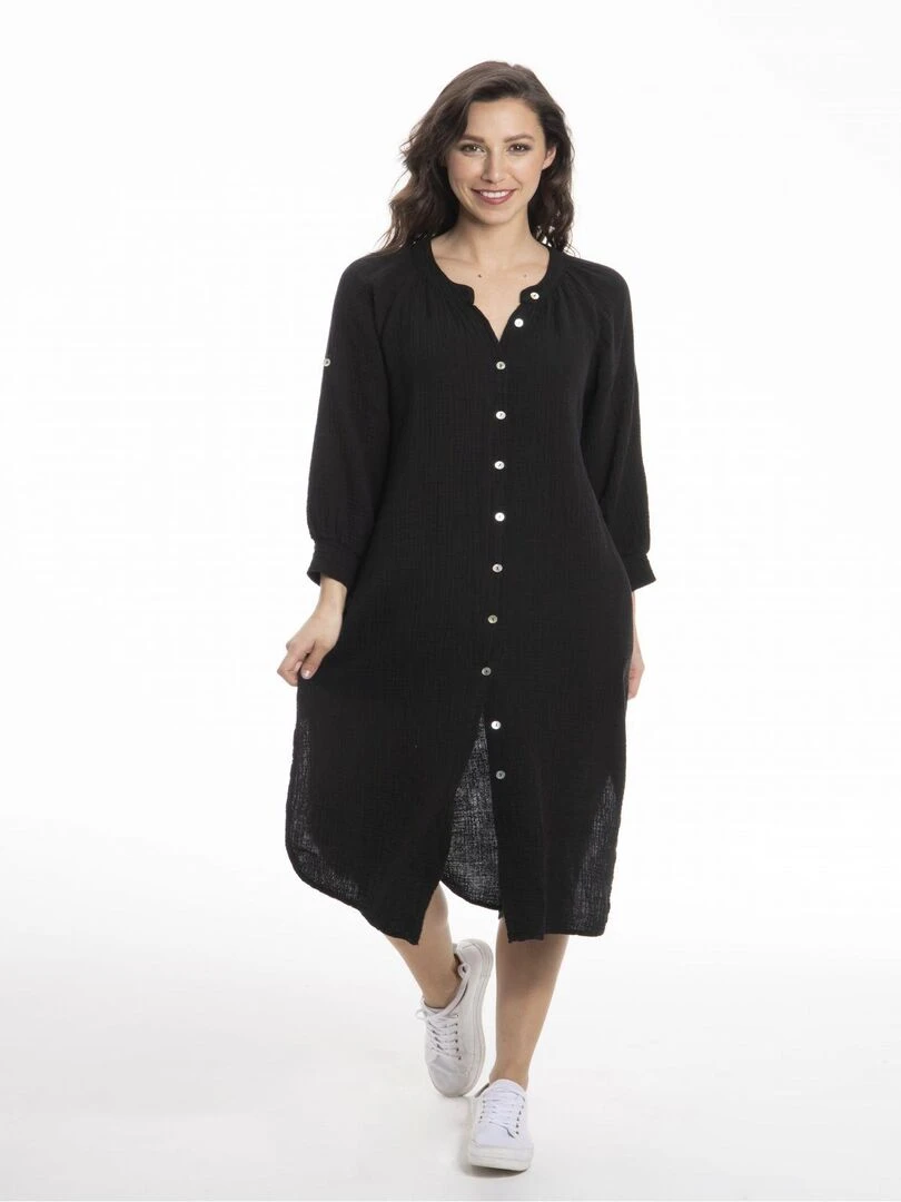 Robe col tunisien RUSSEL Gérard Pasquier Noir Noir