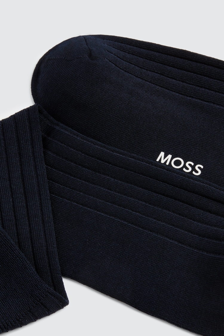 Navy Fine Ribbed Socks Buy Online at Moss