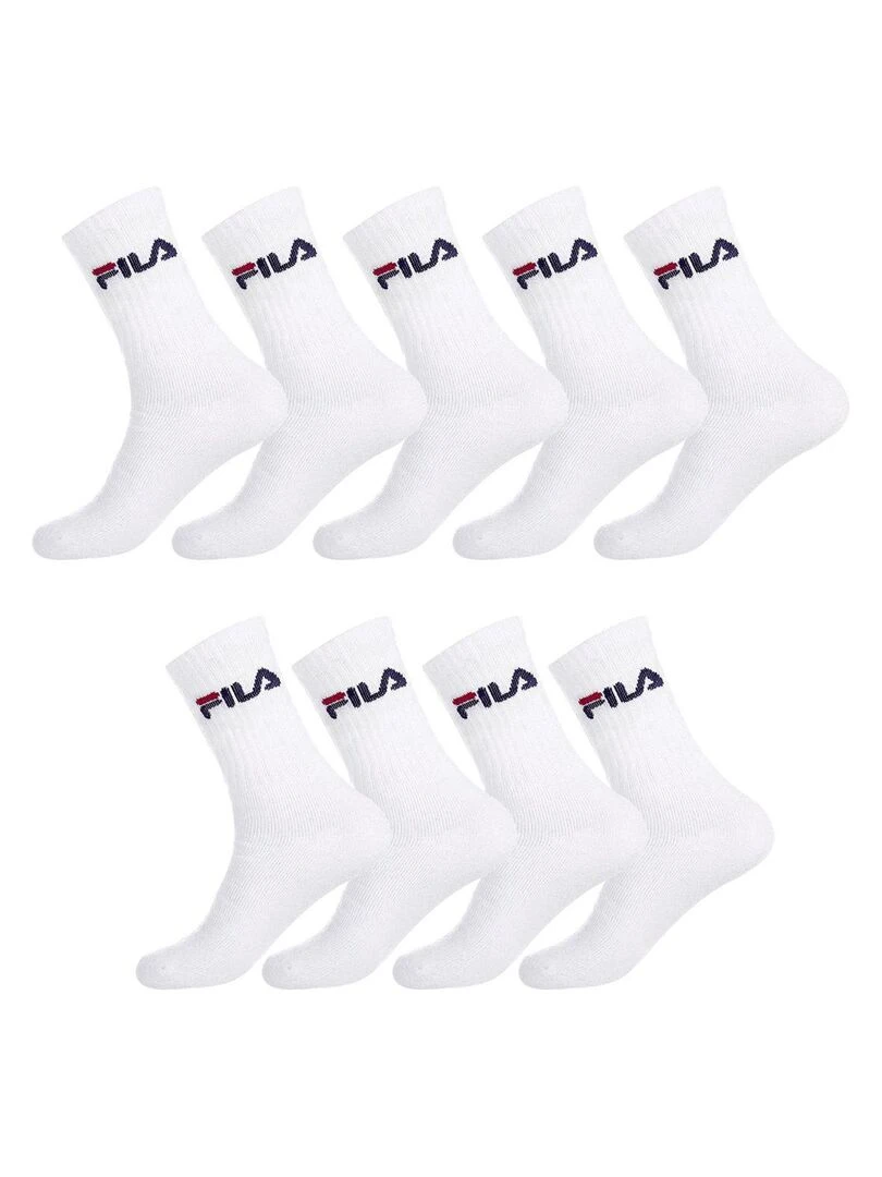 Lot de 9 Paires de Chaussettes Tennis Fila Blanc