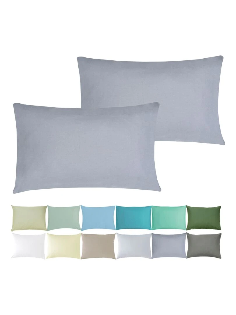Lot x2 Taies d'oreiller 100% coton Bio 'Ptit Basile' Gris foncé