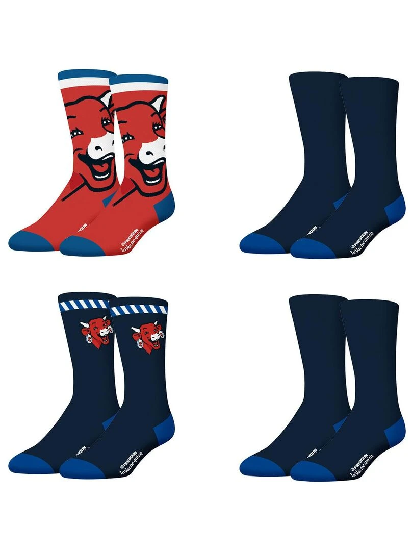 Lot de 4 paires de chaussettes homme La Vache Qui Rit Freegun Bleu