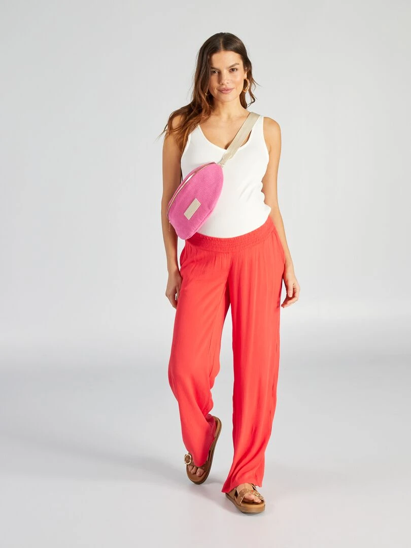 Pantalon grossesse large et fluide Rouge