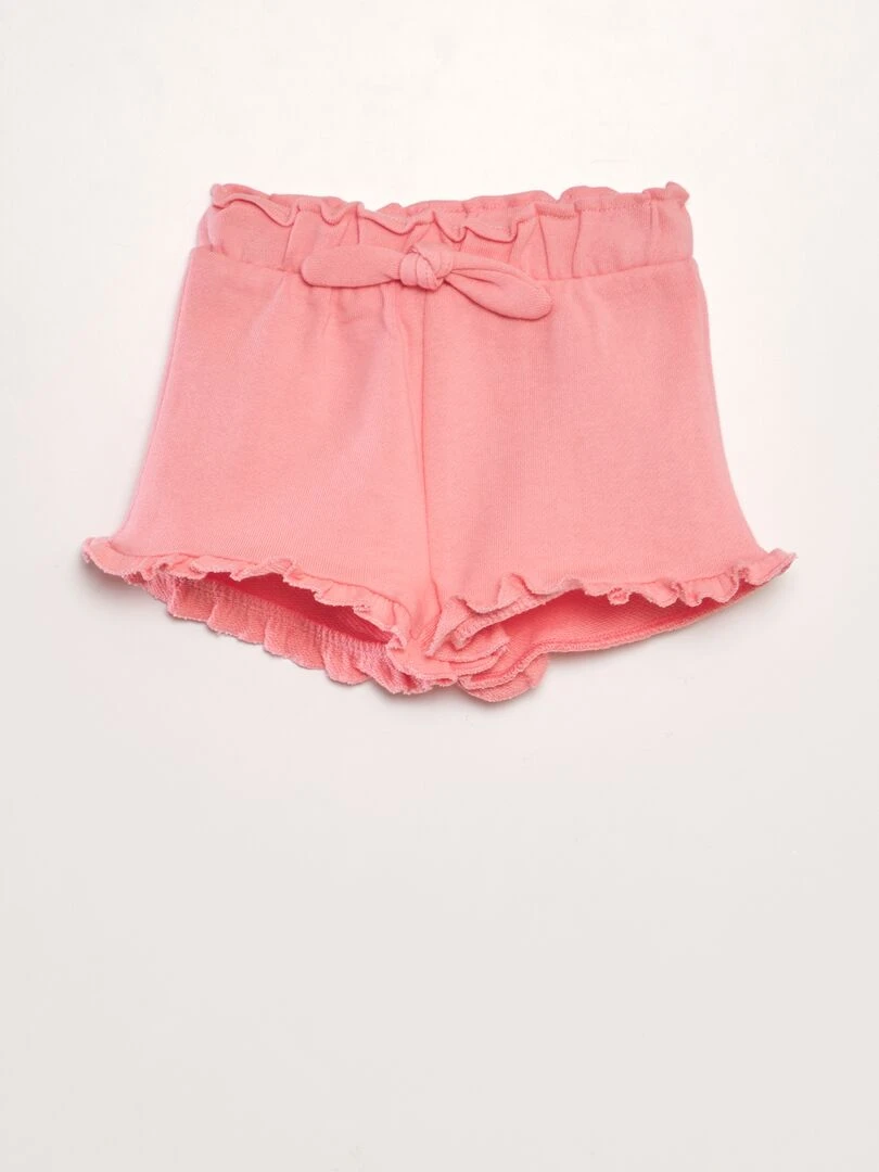 Short en molleton avec volants Rose