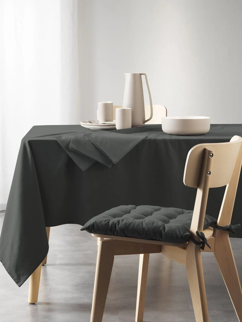 Nappe rectangle coton recycle 140 x 240 cm Grand mistral anthracite Gris