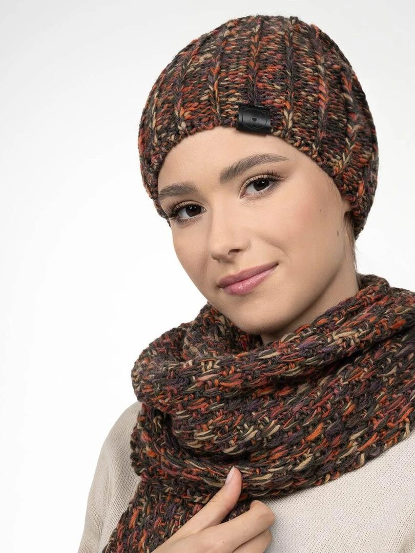 Ensemble Echarpe Bonnet Celti Made in UE Marron