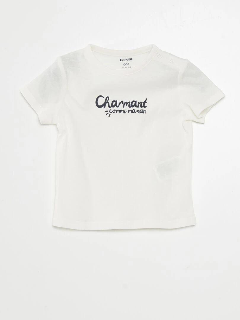 T shirt manches courtes avec inscription Blanc