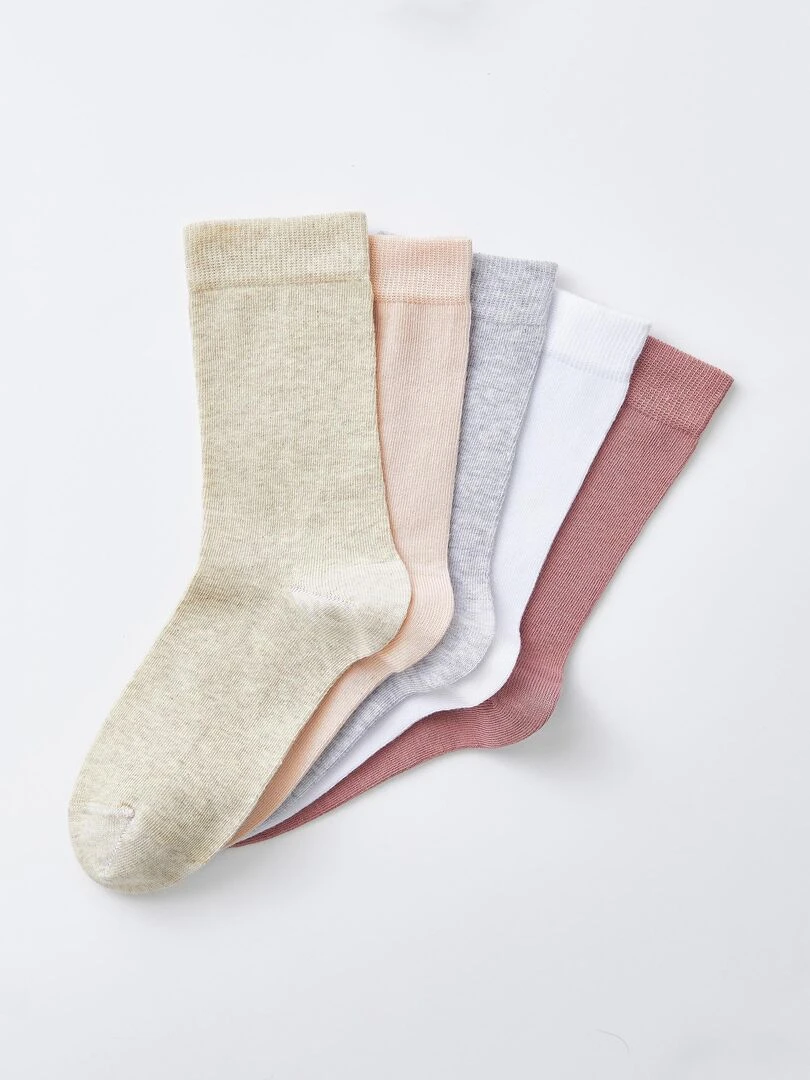 Lot de 5 paires de chaussettes maille jersey Damart Rose