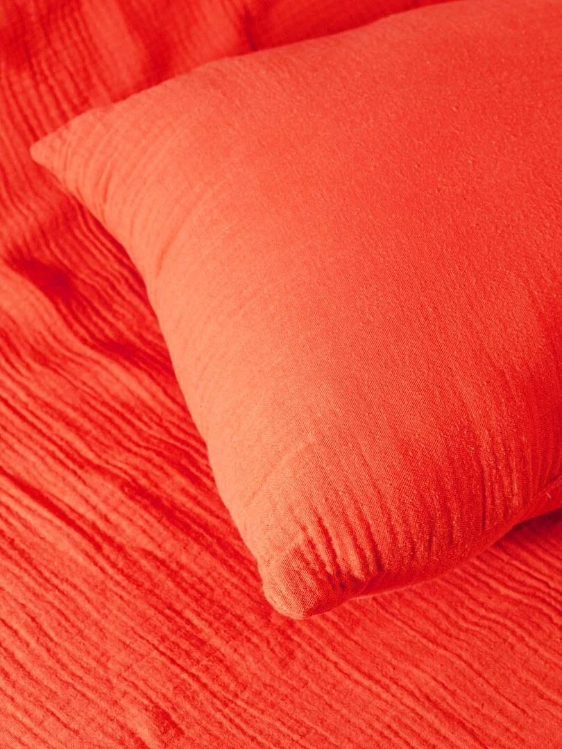 Coussin Rectangle en Coton Bio Fraise   Rouge