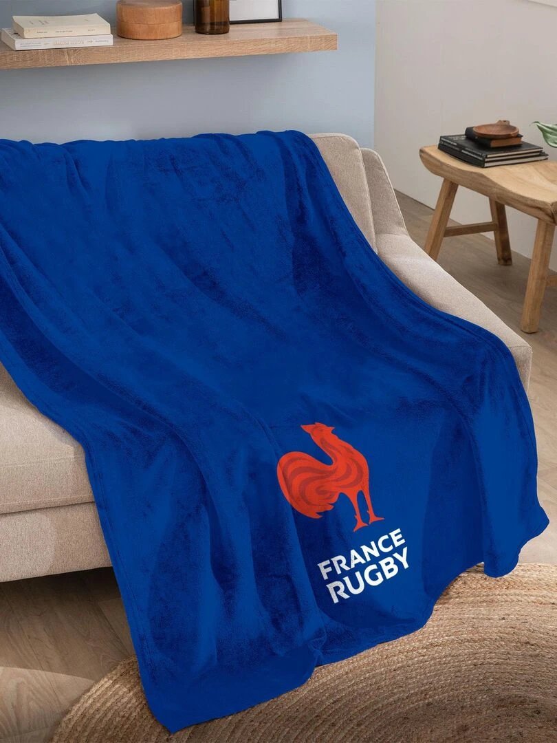Plaid cuddle polaire imprimé FRANCE RUGBY LIFESTYLE Bleu