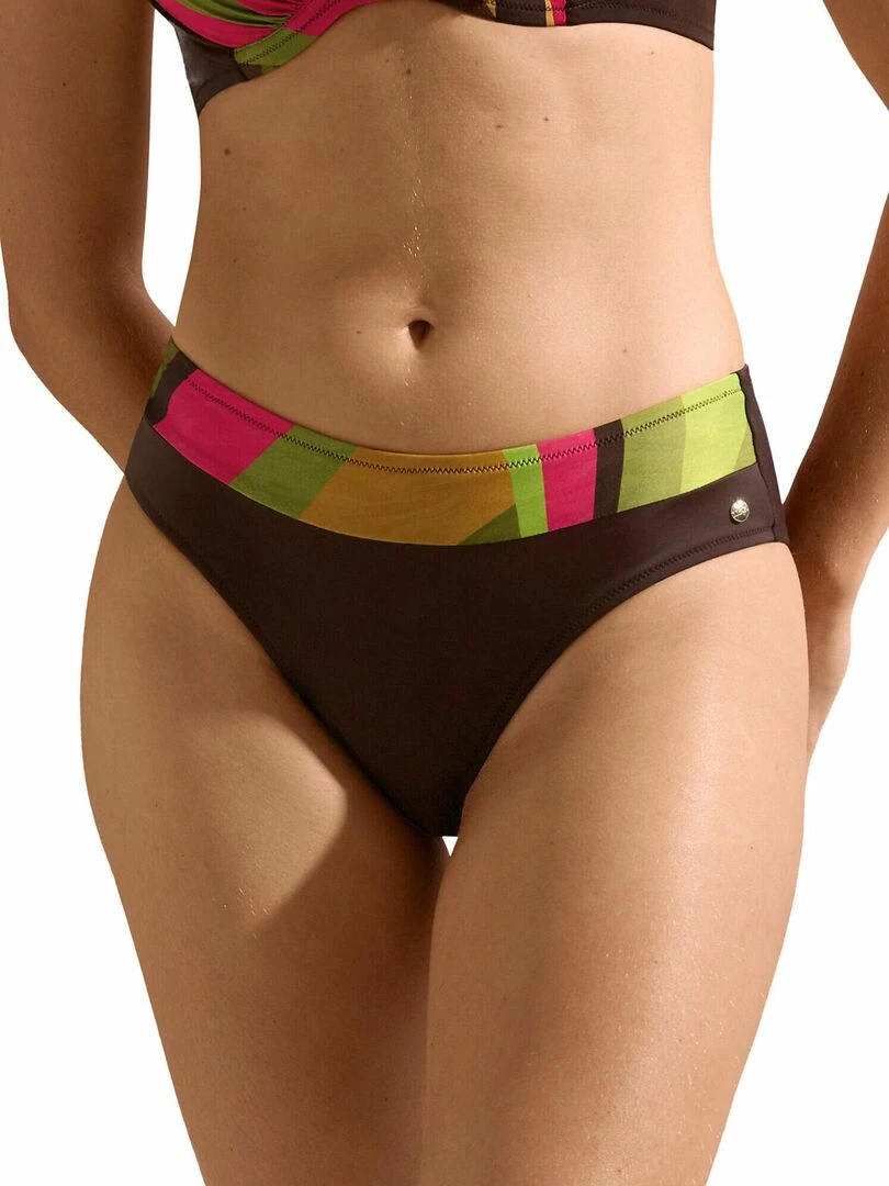 Bas maillot slip de bain taille haute Viviero Marron