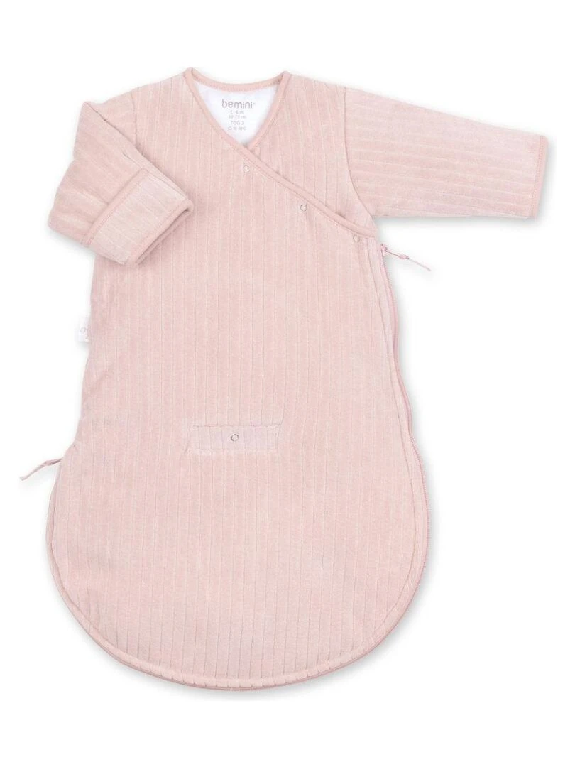 Bemini Gigoteuse avec moufles Pady velvet et jersey Rose clair