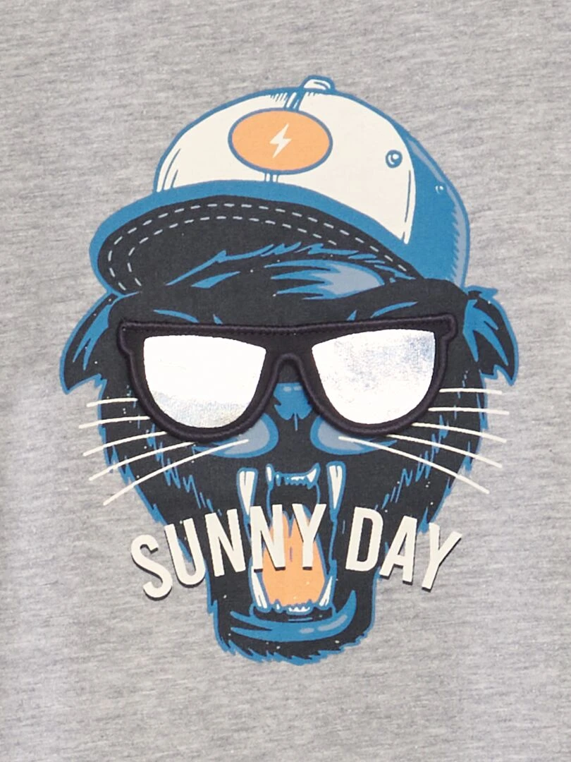 T shirt à imprimé animé Gris
