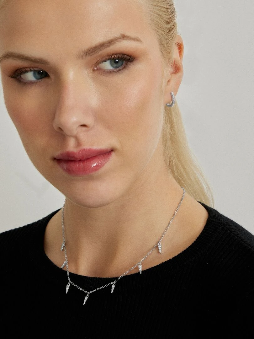 Collier Imion en zircon brillant finition rhodiée Multicolore