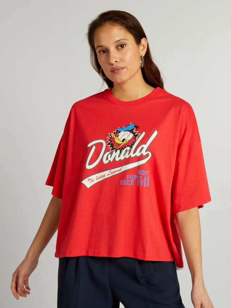 T shirt 'Donald Duck' de 'Disney' en coton   Rouge