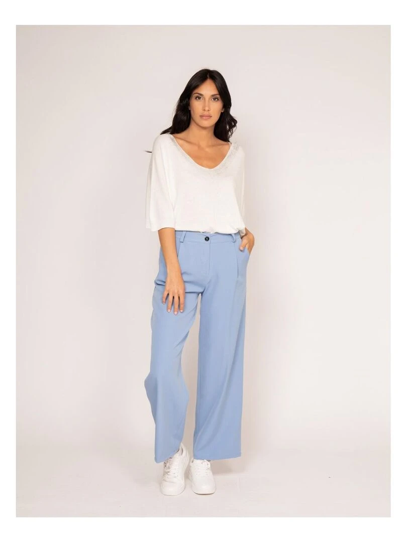 Pantalon fluide EVAN   Bleu ciel
