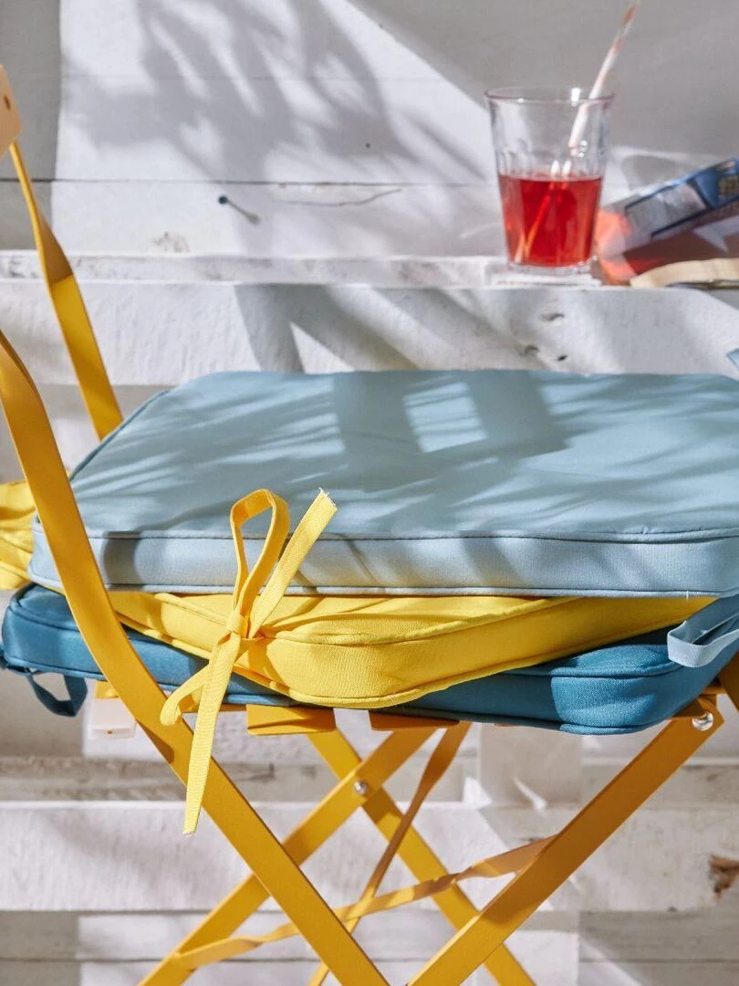 Assise matelassée déperlante avec 2 nouettes uni PAON AMAZONIA   Bleu