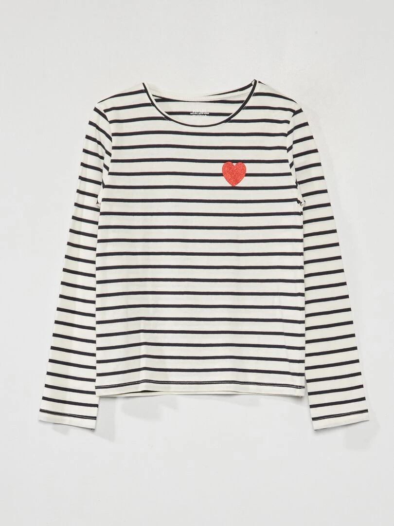 T shirt à 'rayures' Noir/blanc