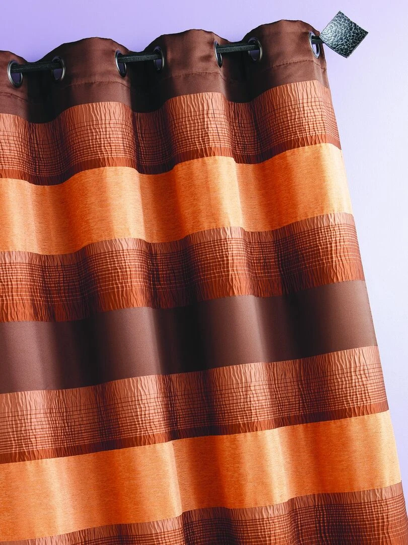 Rideau Jacquard grosses rayures horizontales Marron chocolat
