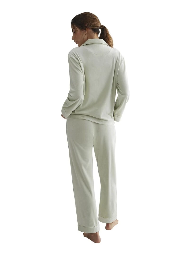 Tenue détente et intérieur pyjama pantalon chemise Polar Soft Vert
