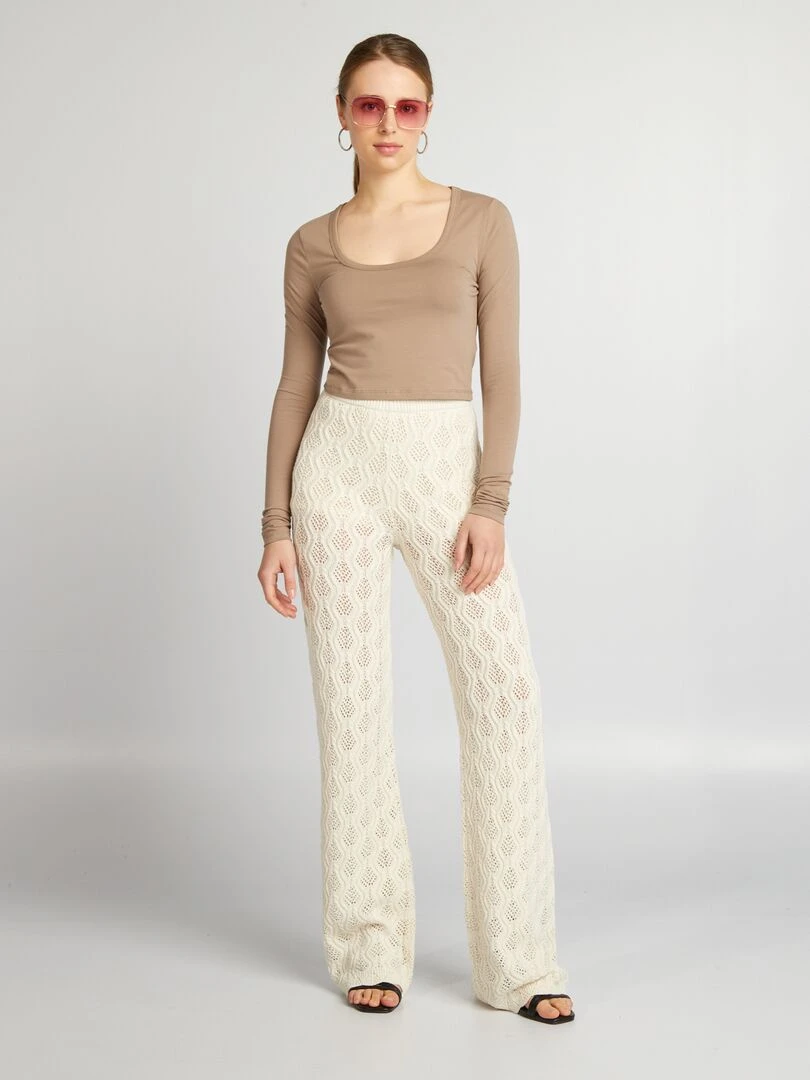 Crop top manches longues BEIGE