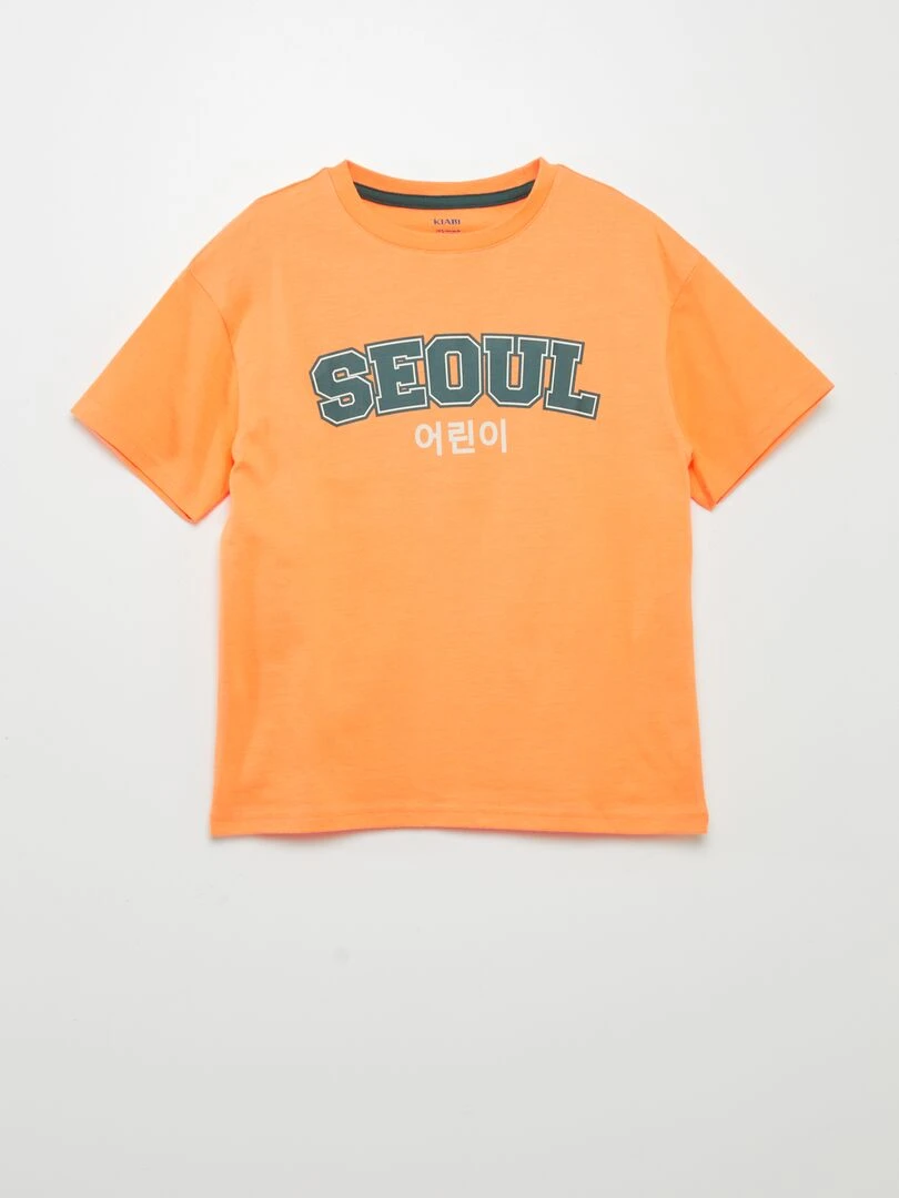 T shirt imprimé manches courtes Orange