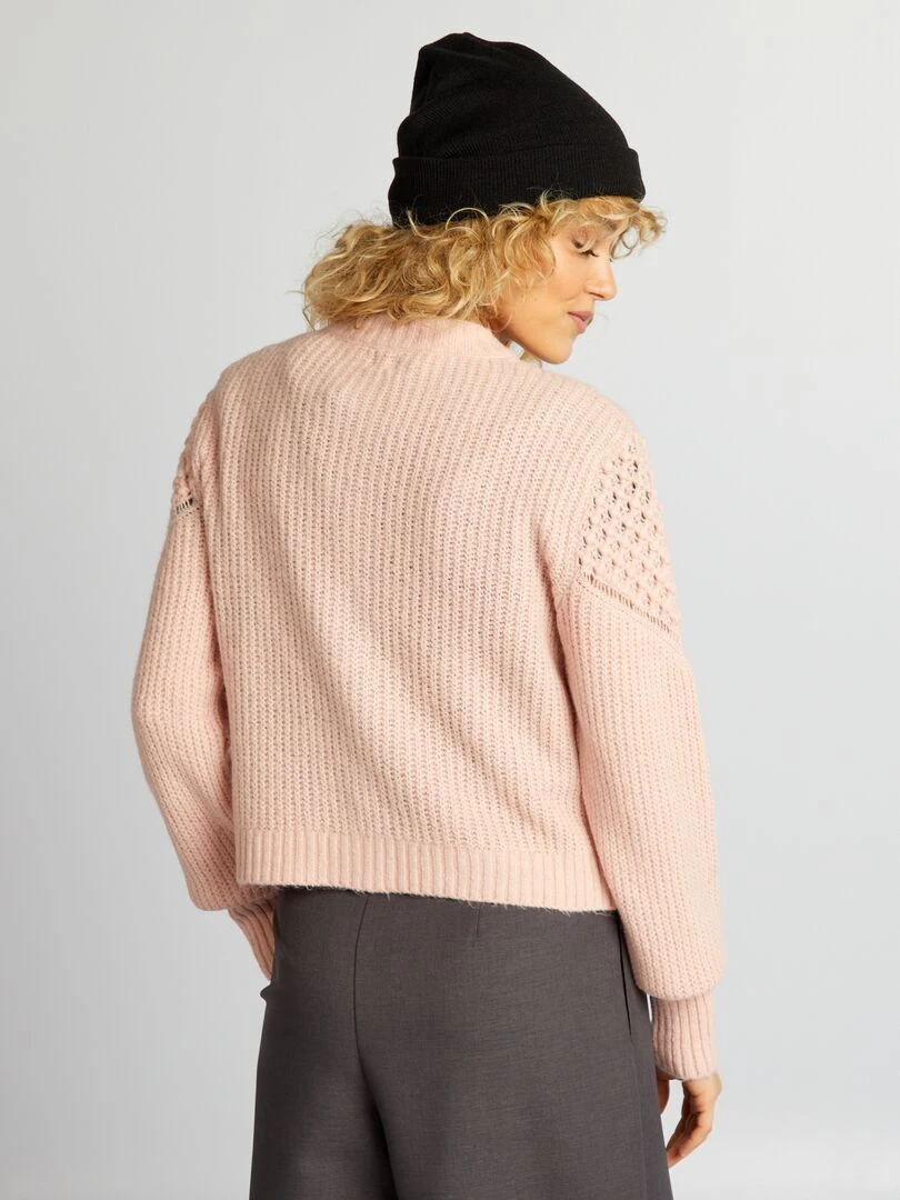 Gilet en maille mousse et fantaisie   Rose