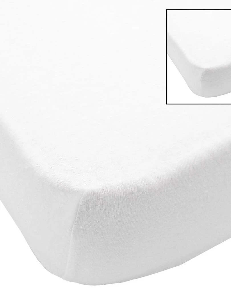 Lot de 2 draps housses bébé 70x140 cm   Blanc