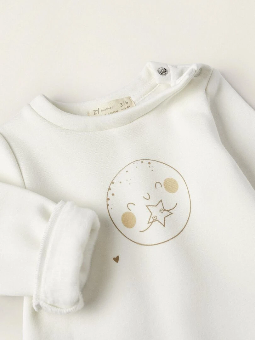 Pull + Pantalon en Peluche pour Nouveau Né 'Moon'  SUNRISE BLISS   Blanc