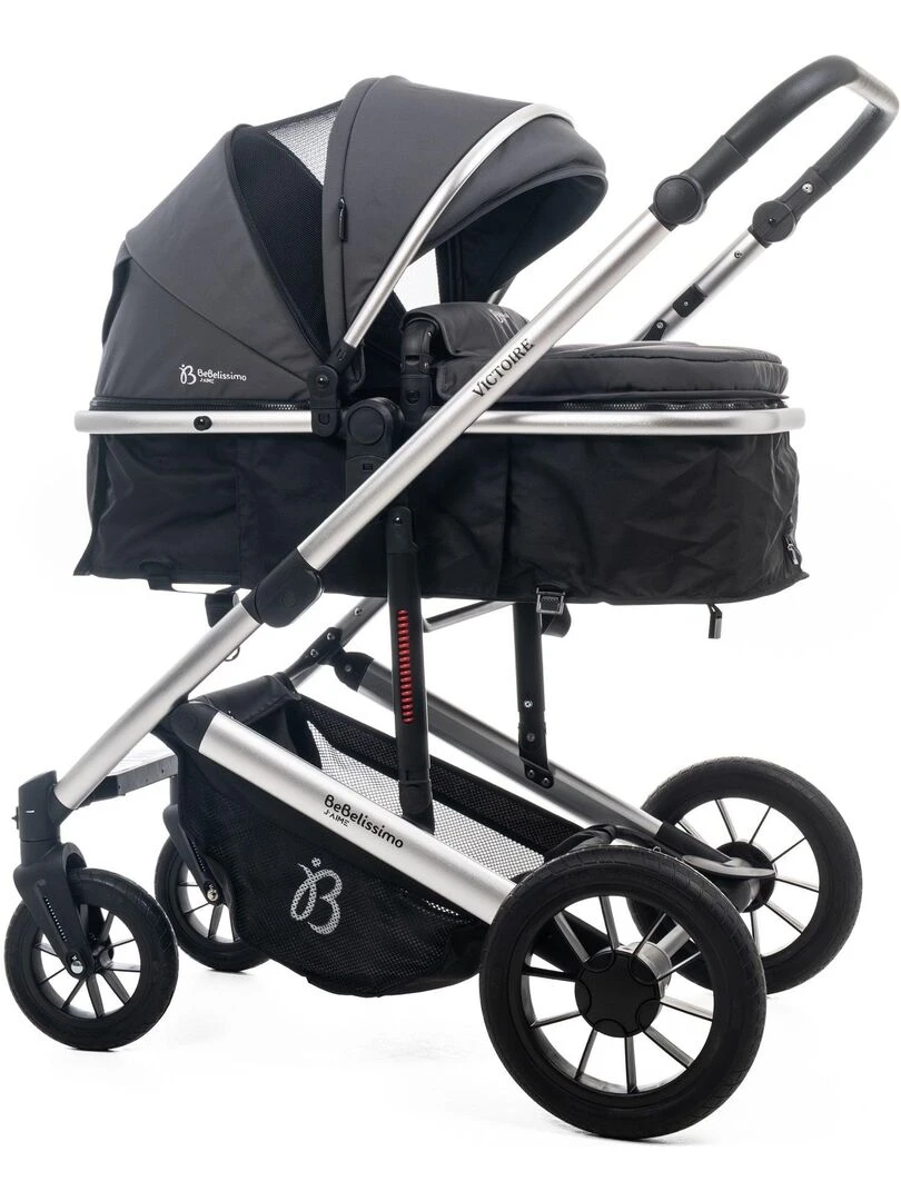 BEBELISSIMO Poussette combinée trio 3 en 1 siège auto 0m – jusqu’à 22kg – Victoire I Size gray Gris