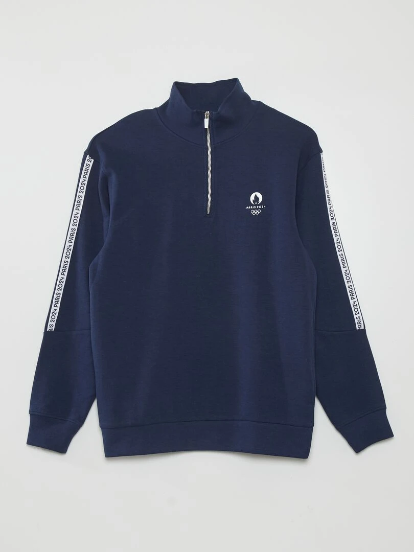 Sweat col zippé Paris 2024 Bleu marine