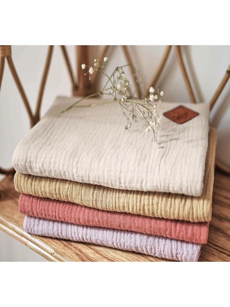 Protège Carnet De Santé En Gaze De Coton  Jeanne   Bleu