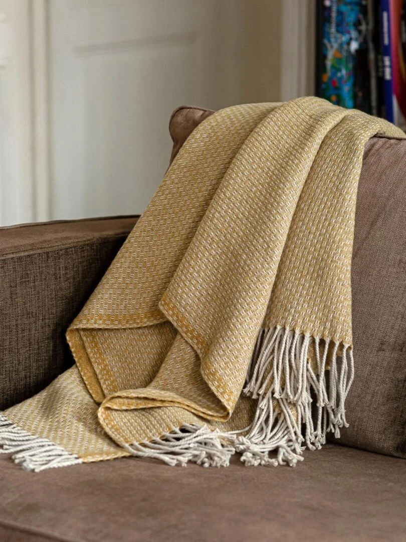Plaid en mélange de matière Jaune