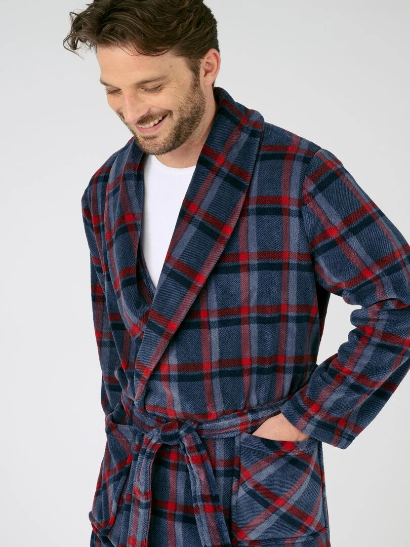 Robe de chambre à carreaux Thermolactyl   Damart   Gris