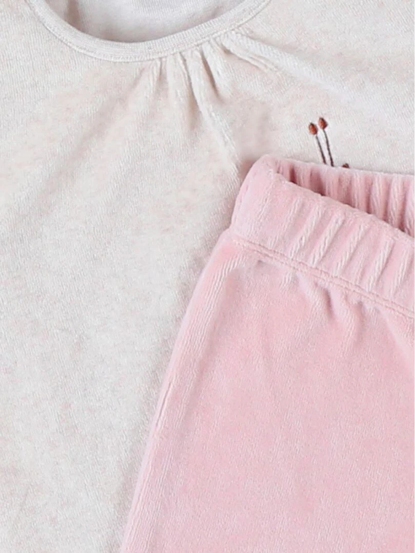Pyjama 2 pièces en velours  beige/rose poudré   Noukie's   Beige