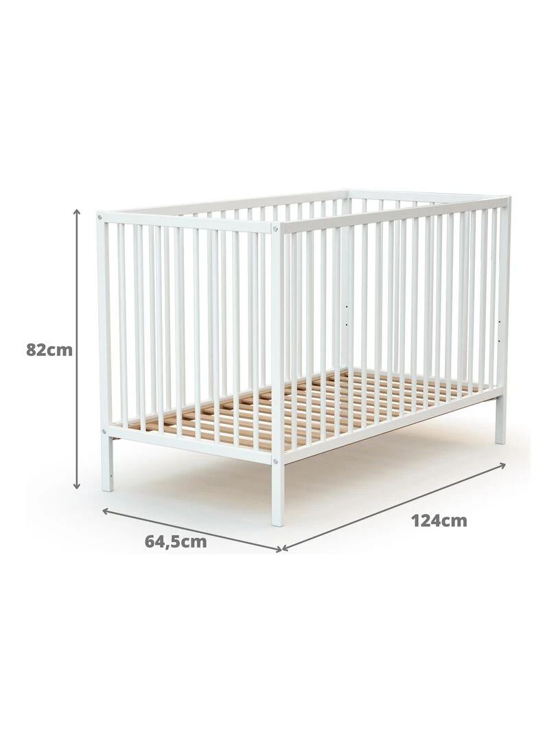 WEBABY Lit bébé en bois   Blanc