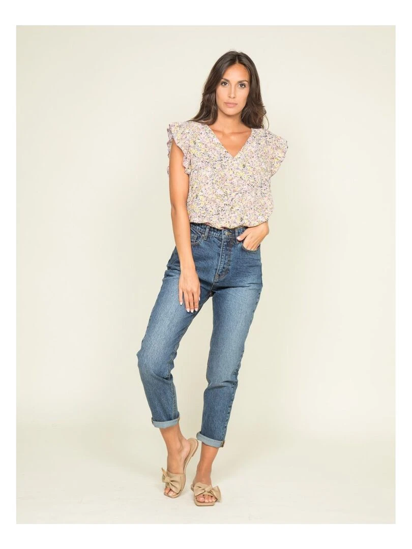 Jean mom slim EDONIS Bleu foncé