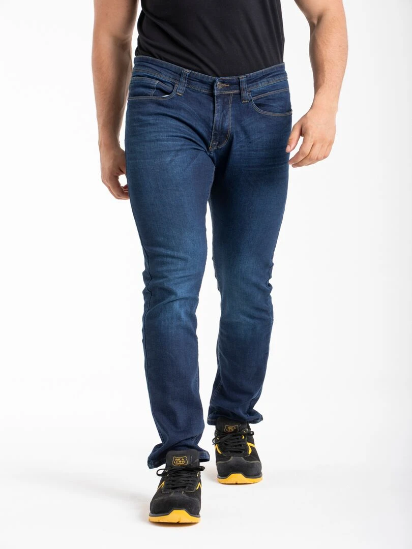 Jeans de travail coupe droite ajustée denim brossé stretch WORK0 'Rica Lewis' Bleu