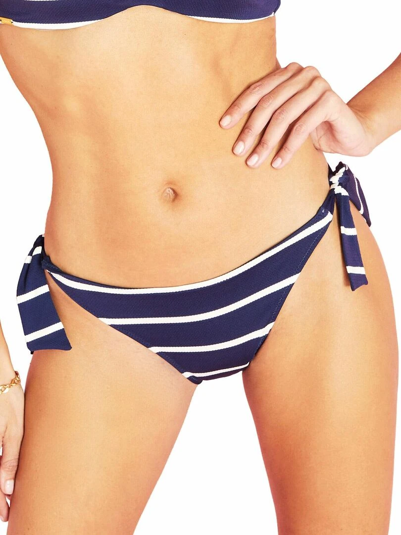 Bas maillot de bain brésilien taille basse à nouettes Ipanema Bleu marine