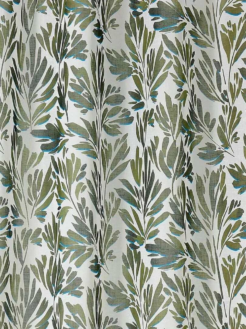 Rideau tamisant aux feuillages aquarellés   Vert