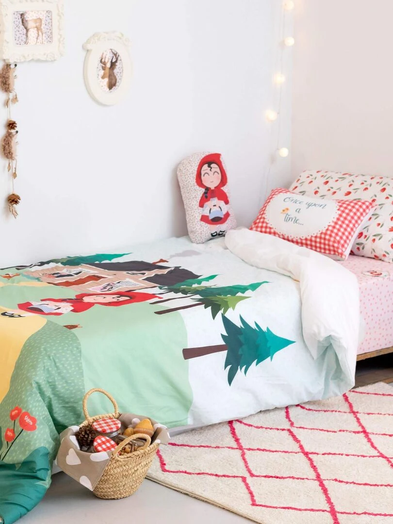 Parure housse de couette 2 pièces Red riding hood "Happyfriday" Bleu Rouge
