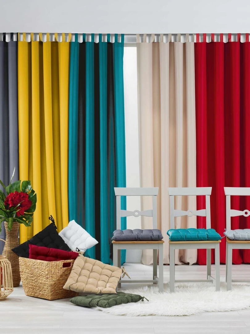 Rideau tamisant uni à passants   Rose clair