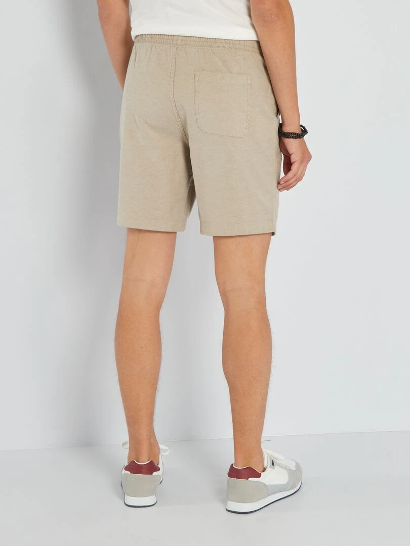 Bermuda uni à taille élastiquée   Beige