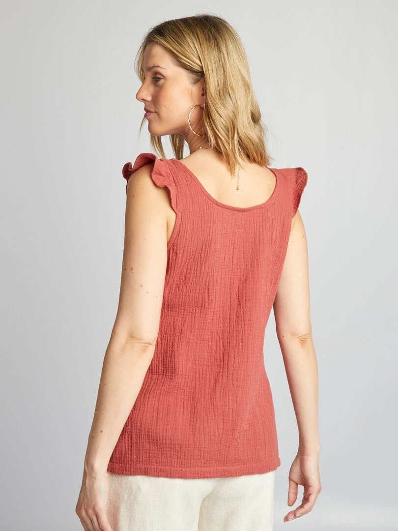 Blouse d'allaitement en gaze de coton   Rouge brique