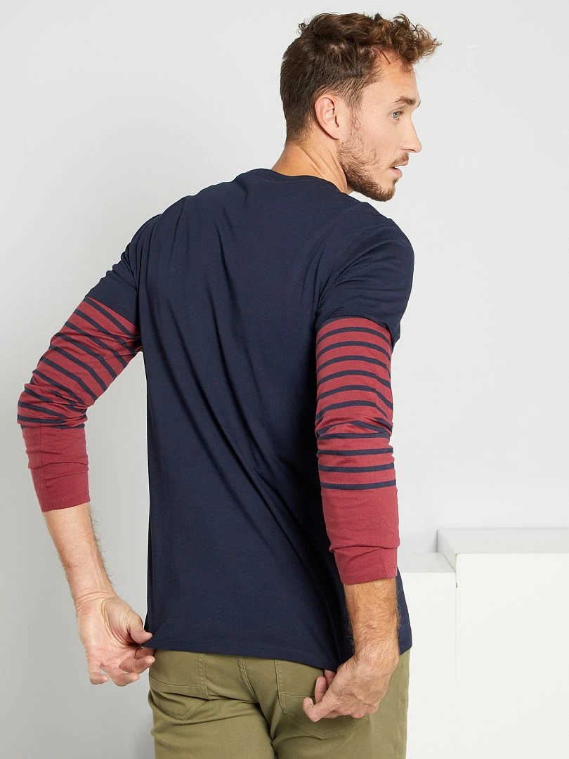 T shirt uni pur coton +1m90   Bleu marine