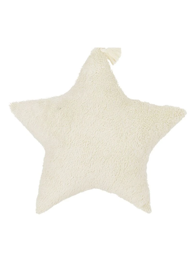 Coussin étoile fourrure Boho (40 cm) Ecru