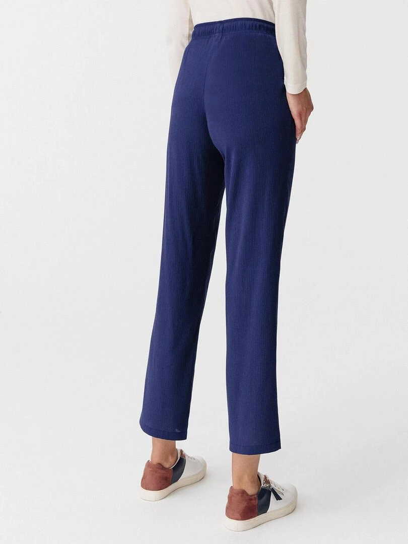 Pantalon fluide crépon    Damart   Bleu marine
